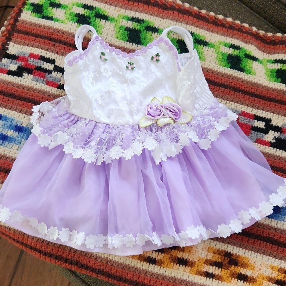 White and Purple Kids Formal Dress